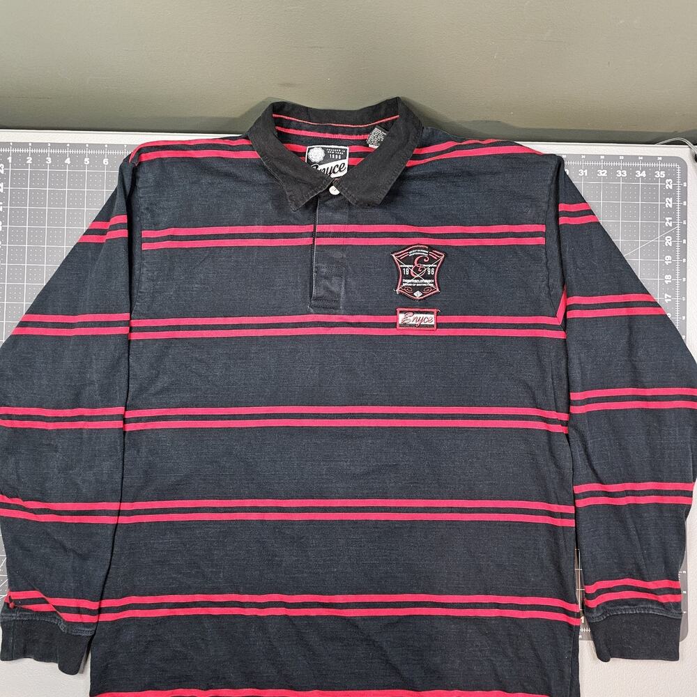 Vintage Enyce Rugby Shirt XXXL Black Red Striped Y2K Streetwear Polo Skater 90s